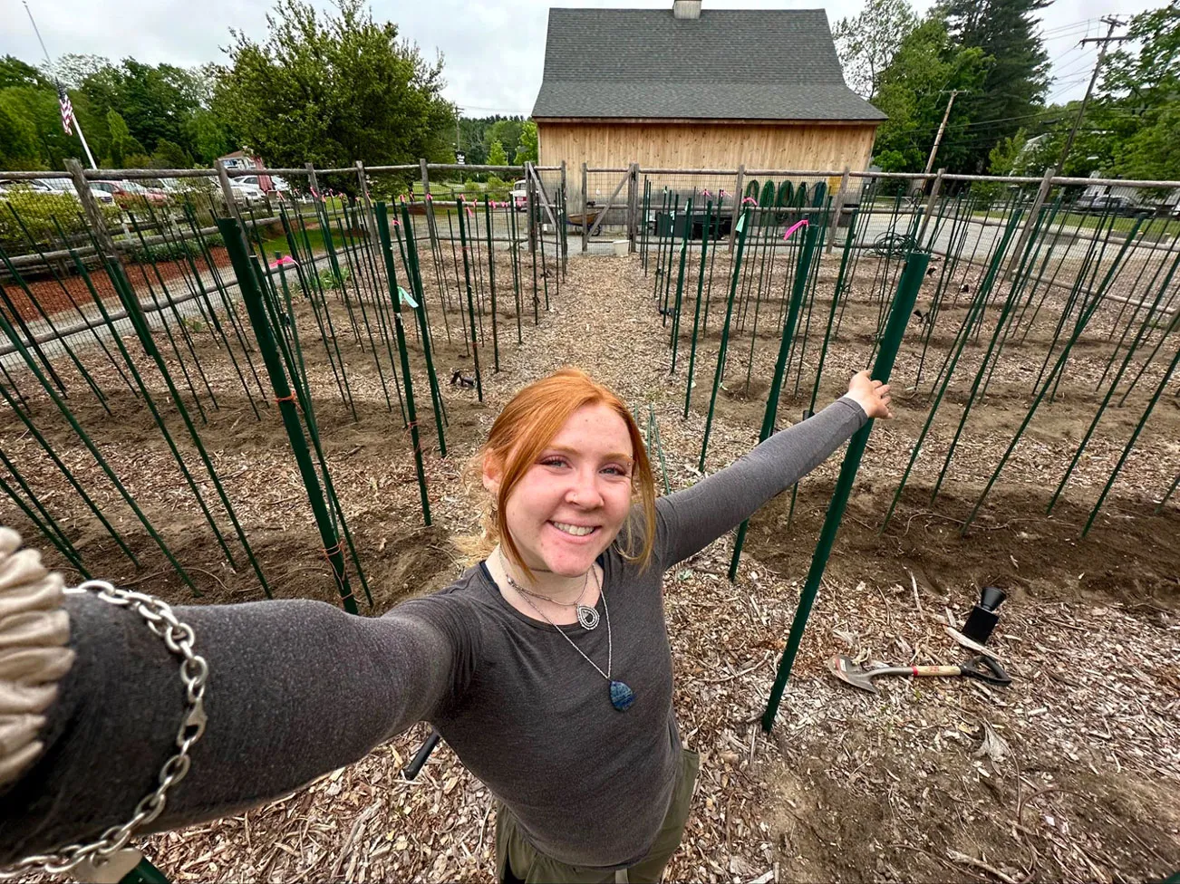 Cassie at the Lee's Farm field after planting